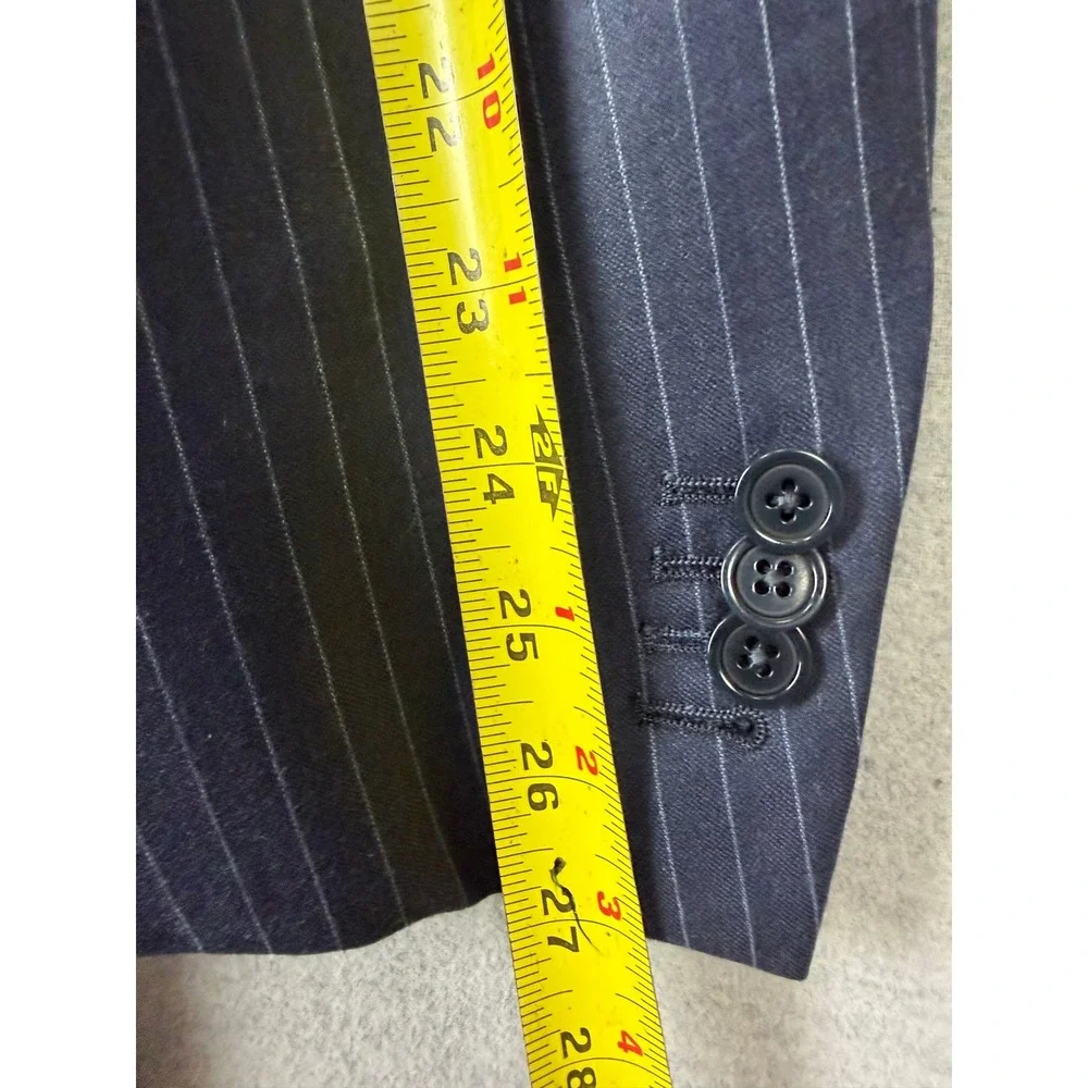 Ermenegildo‎ Zegna Milano Suit 44L Mens Navy Blue Pinstripe Trofeo Wool 2pc 54L